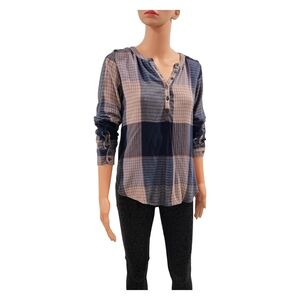 Universal Thread Gray Long Sleeve Blouse with Mandarin Collar